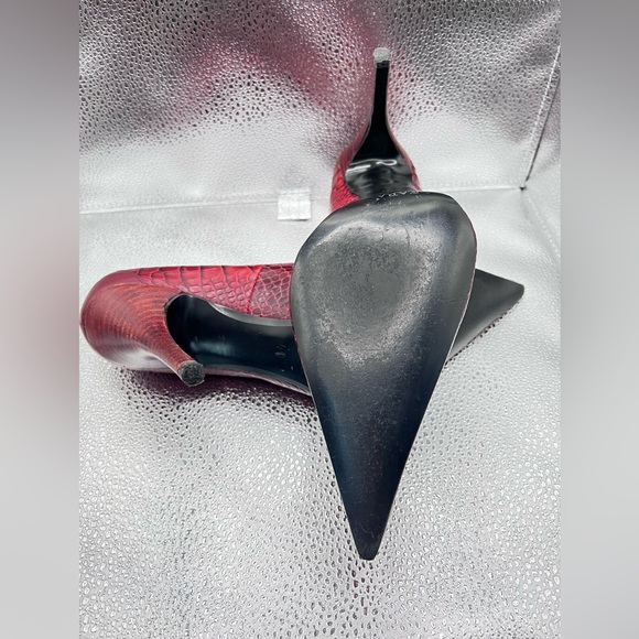 ZARA Burgundy Croc Pointed Toe Heels-Made in Spain- Size40 ( Fits US 9) - Picture 5 of 5